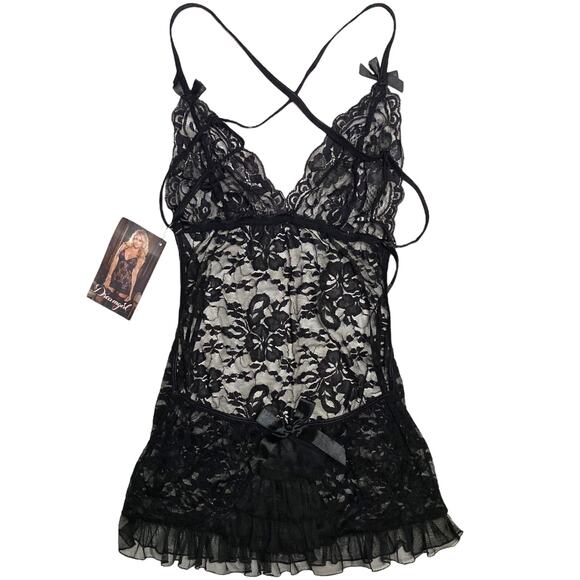 Hustler Hollywood Dreamgirl Black Lace Lingerie Slip Small (Retro 2014) NWT - Picture 3 of 5